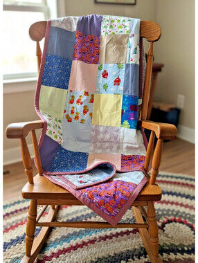 Handmade Cottagecore Baby Quilt Crib Blanket 35x51 Patchwork Lap Quilt Nursery